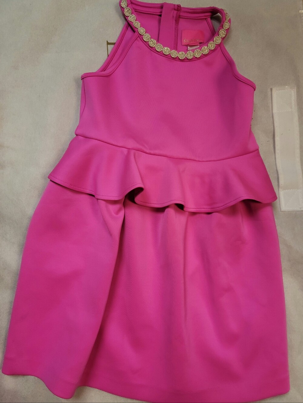 Sz 6-7 Lilly Pulitzer Girls' Caesara Mandevilla Pink peplum Dress
